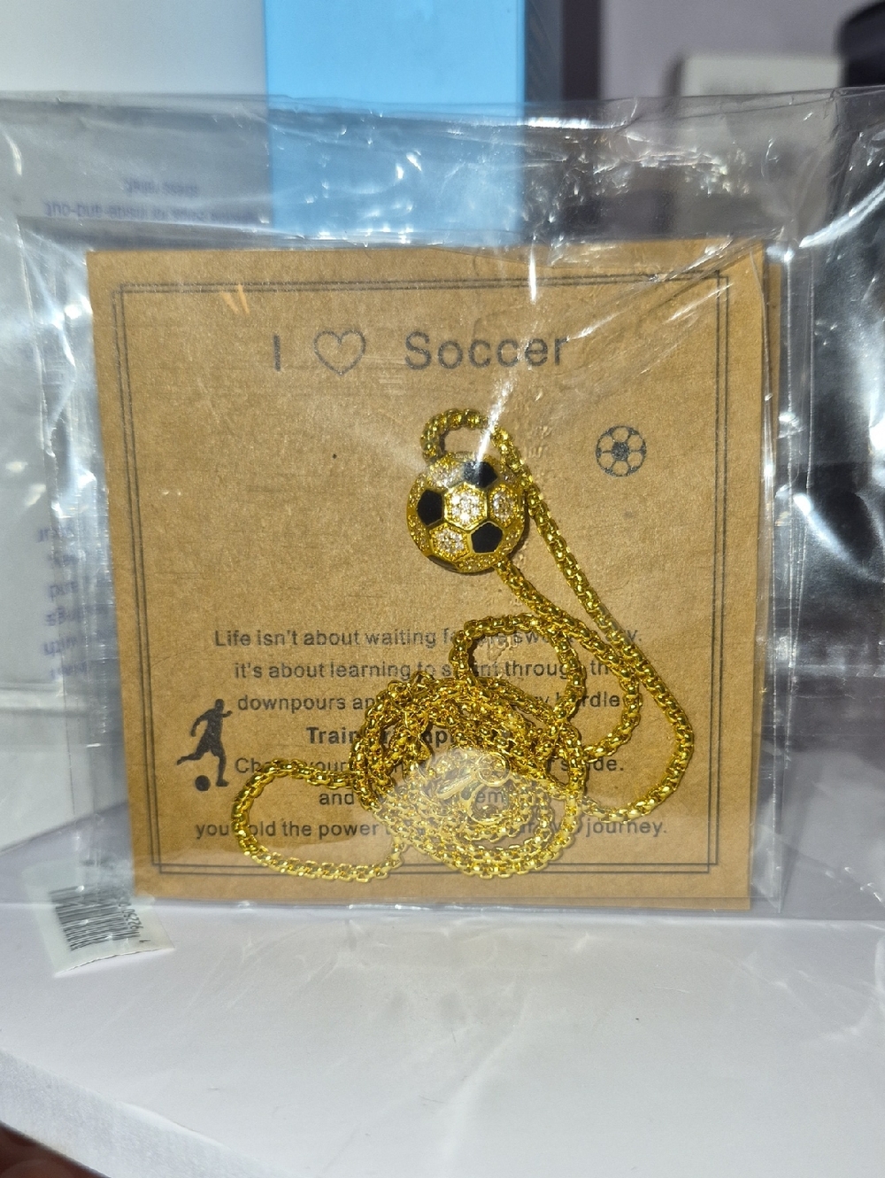 Gold Soccer Ball Necklace - I ♥ Soccer Pendant